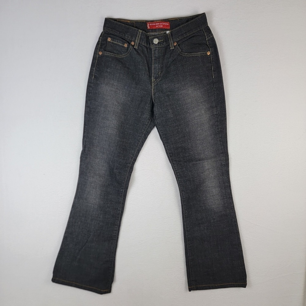Levi's 515 Nouveau Bootcut Jeans Womens 4 Black Rinse Denim Stretch Pockets Zip